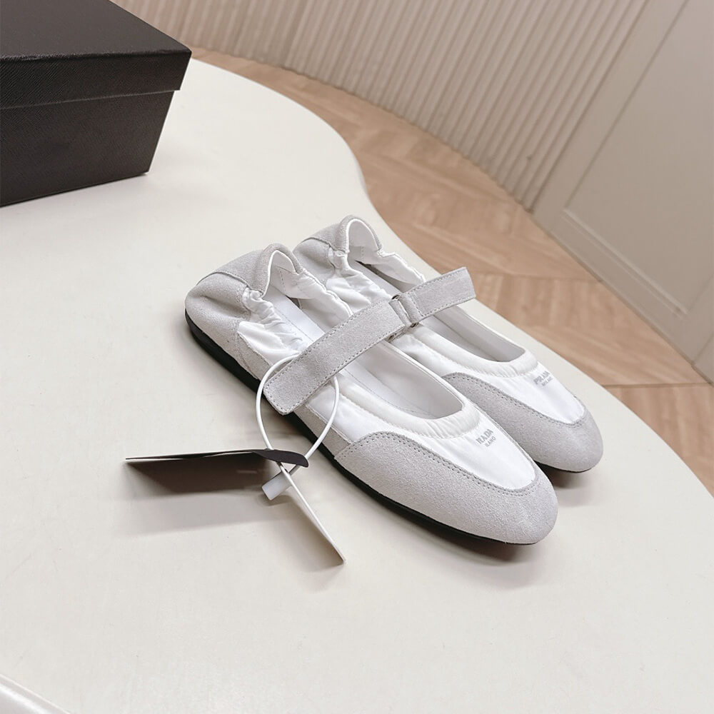 Pra*a Re-Nylon and suede ballet flats