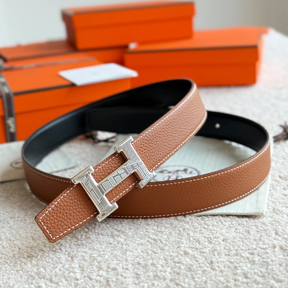 H**me5 5382 FAUBOURG BELT BUCKLE & REVERSIBLE LEATHER STRAP 32 MM